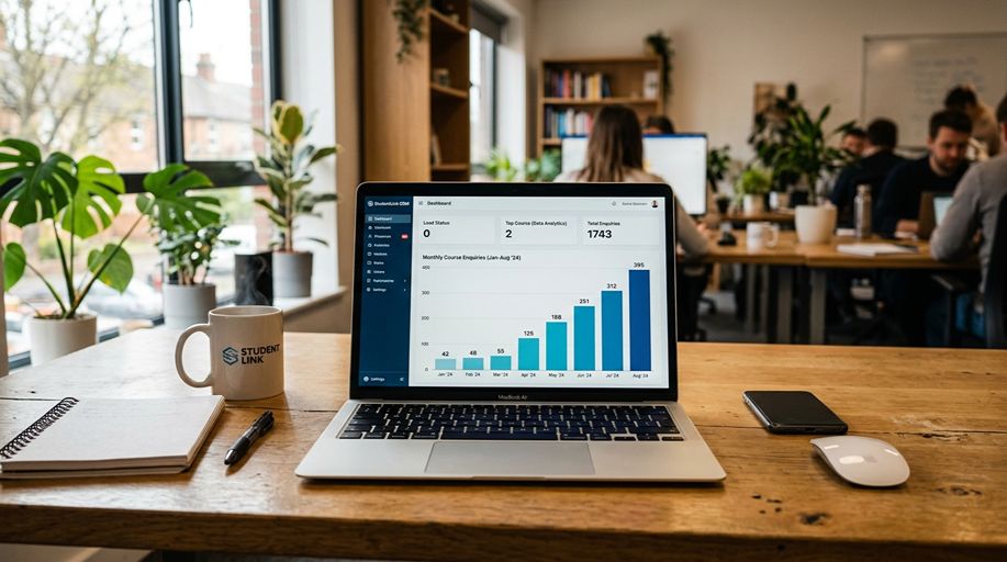 Course enquiry growth chart from SEO for training provider UK case study