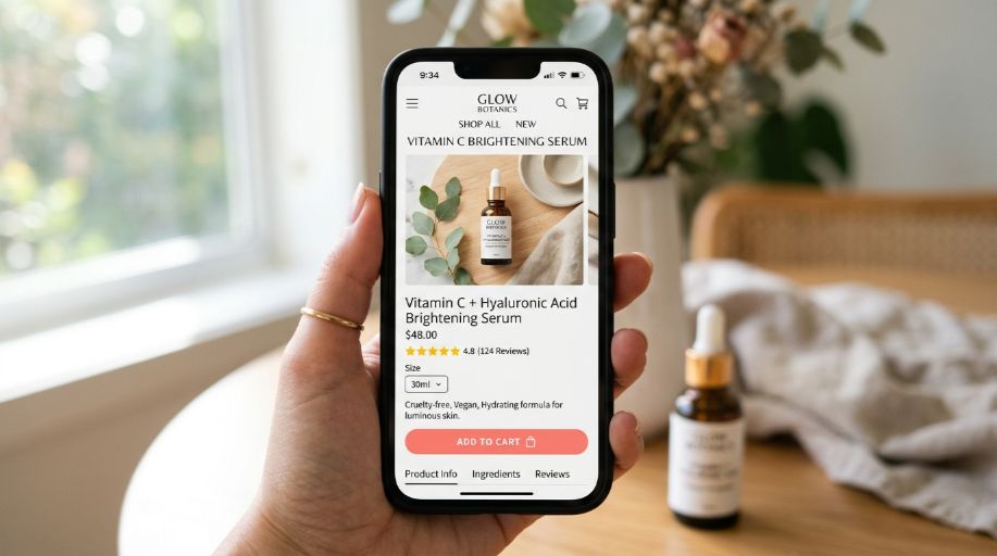 Custom Shopify theme mobile view for UK beauty eCommerce store