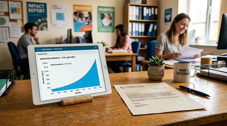 Organic donation growth chart from SEO for charity UK case study nine month results