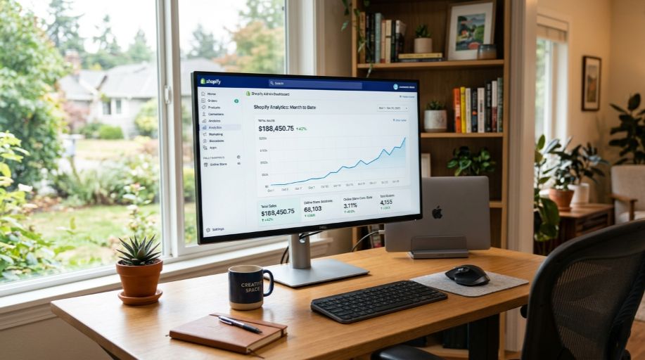 Shopify analytics dashboard showing revenue growth for UK eCommerce development case study
