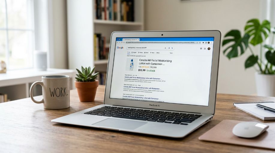 Shopify product schema rich result in Google search for UK skincare brand
