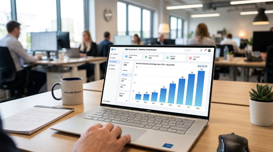 Test drive booking growth chart from SEO for car dealership UK case study