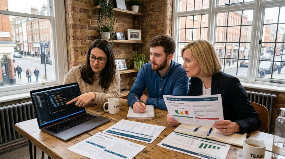 Web Ranko technical SEO team collaborating