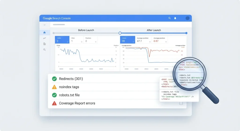 rankings dropped after redesign